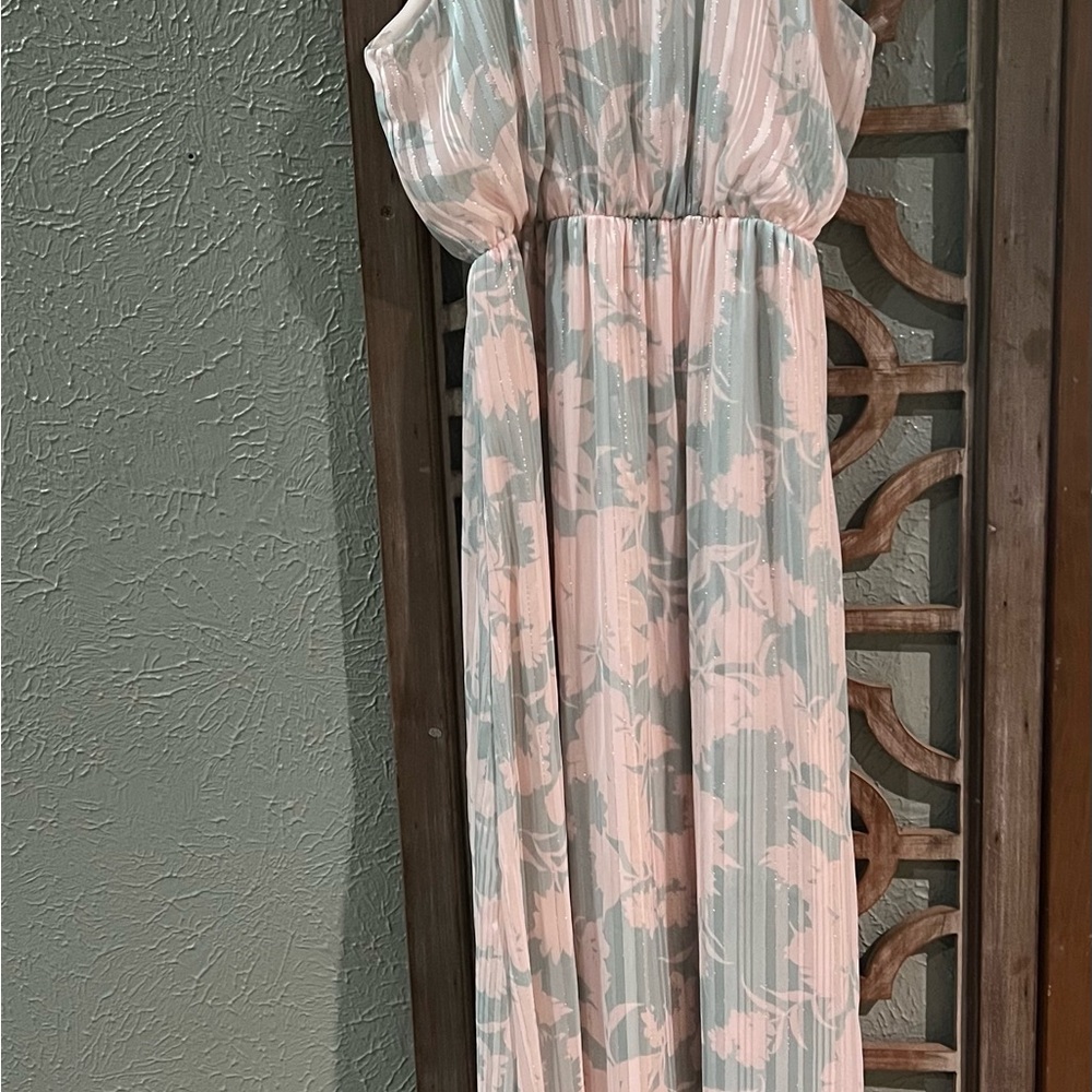 Everly Pink and Sage Floral Maxi Dress for Girls
